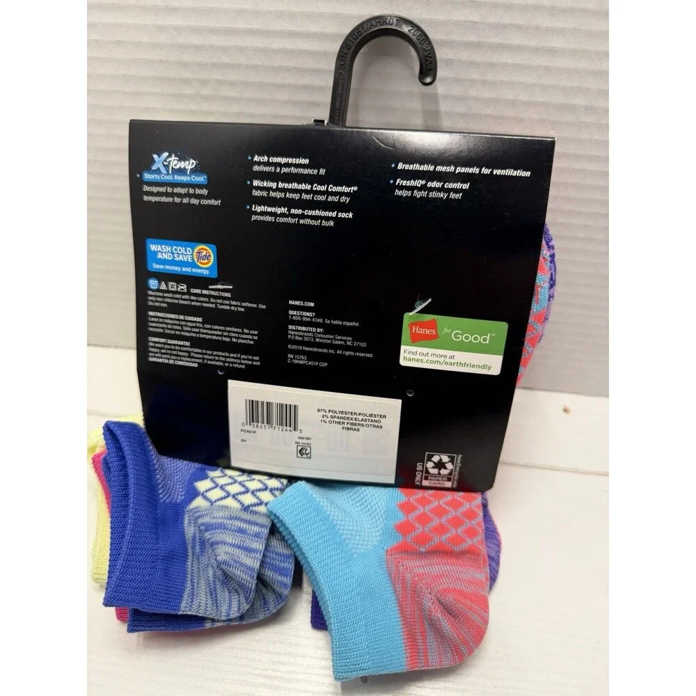 Hanes Womens 6 Pair Performance Cool Compression Heel Shield Socks - Size 8-12